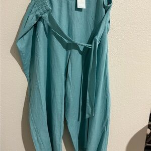 Teal Wide-Leg Pants Blue Sol